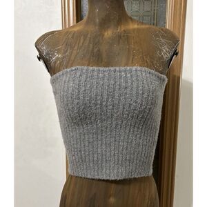 Zara Strapless Knit Tube Cropped Top Women’s Medium, Grey